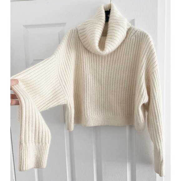 3.1 PHILLIP LIM Ivory Cropped Mohair Turtleneck, size Medium - Picture 3 of 10